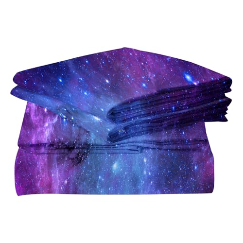 MUSOLEI Colorful Girls Fitted Sheet Set Galaxy Sheets, 3D Rainbow Twin Bedding Set Girl Bed Sheet 2PCS Boho 1 Fitted Sheet with 2 Pillowcase Wrinkle Free Cozy Microfiber Twin Sheet for Girls(Queen) MUSOLEI