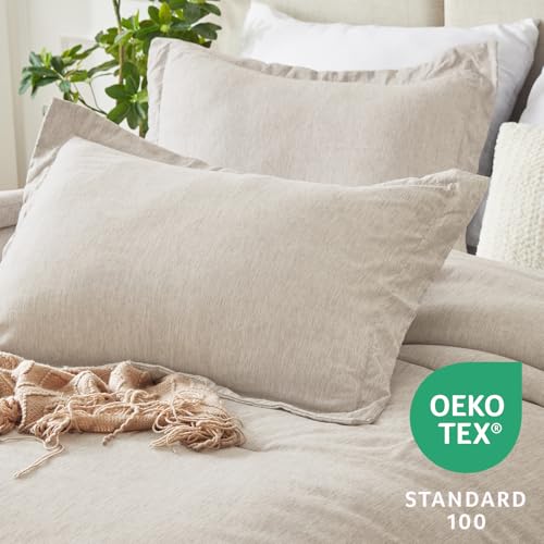 CozyLux King Size Comforter Set - 3 Pieces Beige Soft Luxury Cationic Dyeing Bedding Comforter for All Season, Breathable Lightweight Fluffy Boho Bed Sets with 1 Comforter and 2 Pillow Shams CozyLux