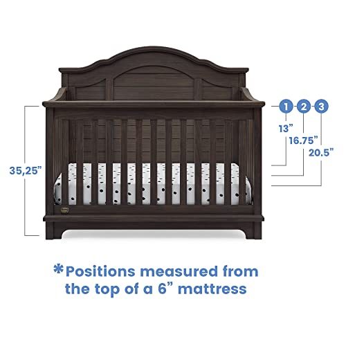 Delta Children Simmons Kids Asher 6-in-1 Convertible Crib with Toddler Rail, Rustic Grey Delta Children