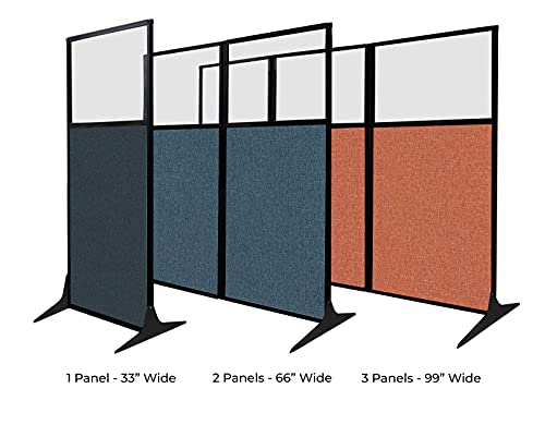 Versare Workstation Partition | Portable Wall Divider | Modern Office Cubicle | Free Standing Privacy Screen | Flexible Work Space | 66" x 70" Charcoal Gray Fabric Panels VERSARE
