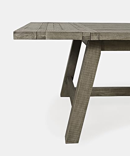 Jofran Telluride Eight Piece Rustic Distressed Pine 127" Extendable Dining Set with Bench, Driftwood Grey Jofran Inc.