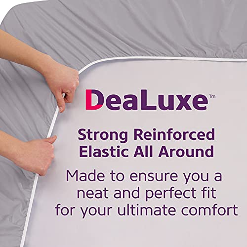 XL Twin Sheets Deep Pockets Fitted – Twin XL Fitted Sheets Only – 21” Fitted Sheets Perfectly Fit 17”–23” Deep Mattress & Toppers – Lovely Joyful Feel – 1 Bottom Sheet Extra Long Twin Size – Calm Grey DeaLuxe