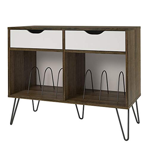 Novogratz Concord Turntable Stand with Drawers, Brown Oak Novogratz