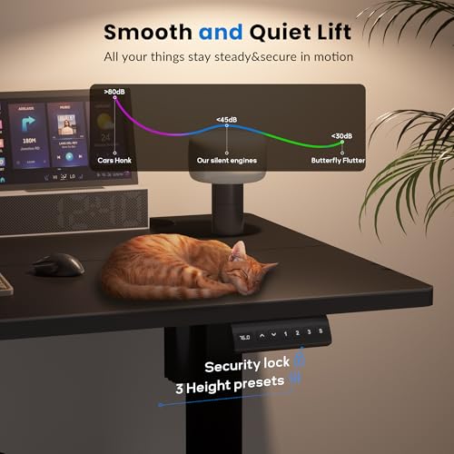 Qidbeld Standing Desk Frame, Electric Stand Up Desk Legs Frame, 3 Memory Height Settings Height Adjustable Table Legs for Max 63″ x 39.4″ Desktop, for Home Office, Black Frame Only Qidbeld