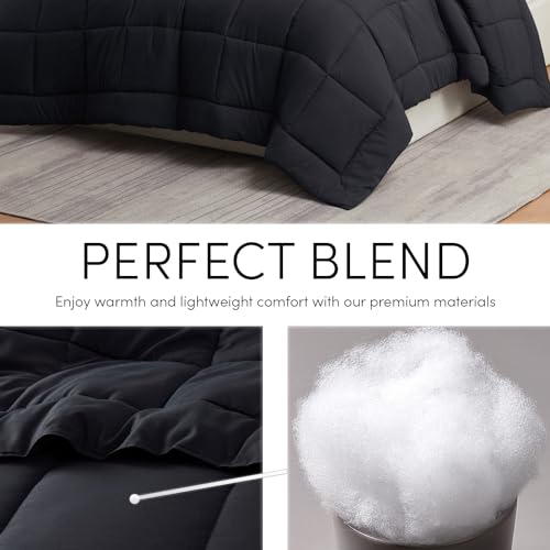 Hearth & Harbor Down Alternative Comforter - All Season Soft Quilted Full Bed Comforter Duvet Insert with Corner Tabs - Full Size Black Hearth & Harbor
