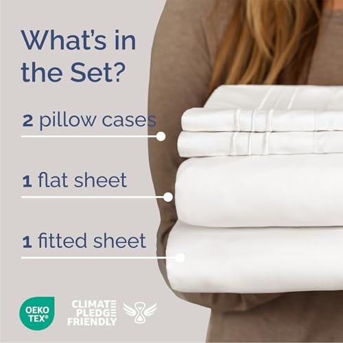 Queen Size 4 Piece Sheet Set - Comfy Breathable & Cooling Bed Sheets Set - Hotel Luxury Bedding for Women, Men, Kids, Teens, Boys & Girls - Deep Pockets, Soft, Wrinkle Free - Oeko-Tex - Antique White CGK Unlimited