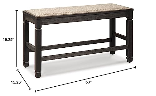 Signature Design by Ashley Tyler Creek Urban Farmhouse Counter Height Upholstered Dining Bench, Almost Black Signature Design by Ashley