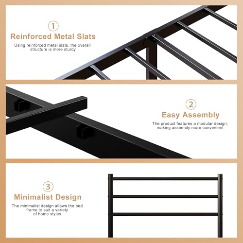 Yicensen Twin Bed Frames with Headboard and Footboard, 14 Inch Metal Platform Twin Size Bed Frame with Steel Slat Support, No Box Spring Needed, Noise Free, Easy Assembly, Black Yicensen
