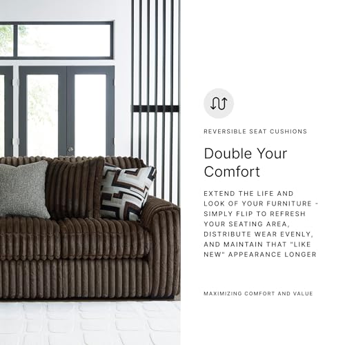 Signature Design by Ashley Stonemeade Casual Right-Arm Facing Sofa Chaise with 4 Toss Pillows, Dark Brown Signature Design by Ashley