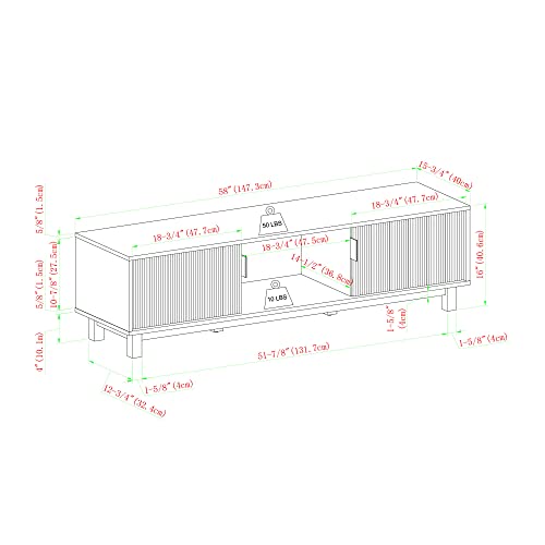 Walker Edison Walton Modern Fluted-Door Low Stand for TVs up to 65 Inches, 58 Inch, Coastal Oak Walker Edison
