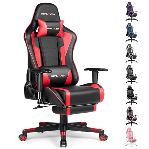 GTPLAYER Gaming Chair with Footrest Speakers Video Game Chair Bluetooth Music Heavy Duty Ergonomic Computer Office Desk Chair GTPLAYER