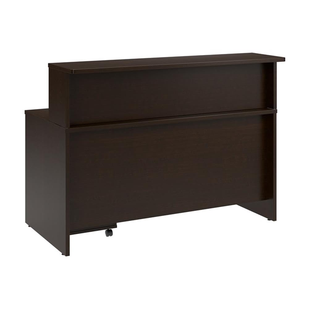 Bush Business Furniture Arrive 60W x 30D Reception Desk with Shelf and Mobile File Cabinet in Mocha Cherry Bush Furniture