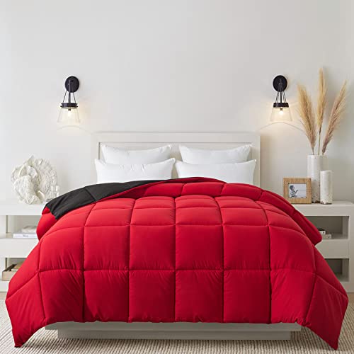 Cosybay Down Alternative Comforter (Red/Black, Twin) - All Season Soft Quilted Twin Size Bed Comforter - Duvet Insert with Corner Tabs -Winter Summer Warm Fluffy, 64x88 inches Cosybay