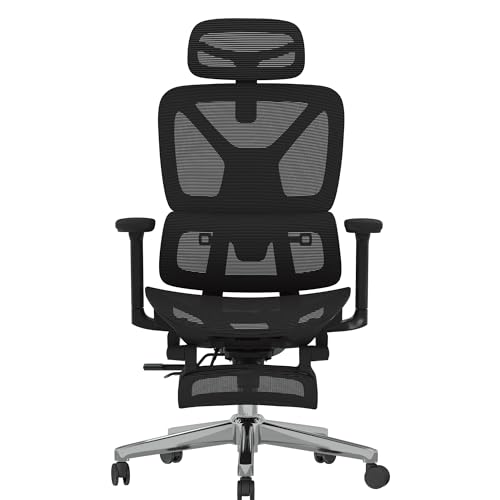 FLEXISPOT ErgoX Premium Ergonomic Office Chair with Footrest- Adjustable 3D Armrests, Dynamic Lumbar Support, Recline & Tilt Function, Mesh Seat, for Home & Office Use,Black FLEXISPOT