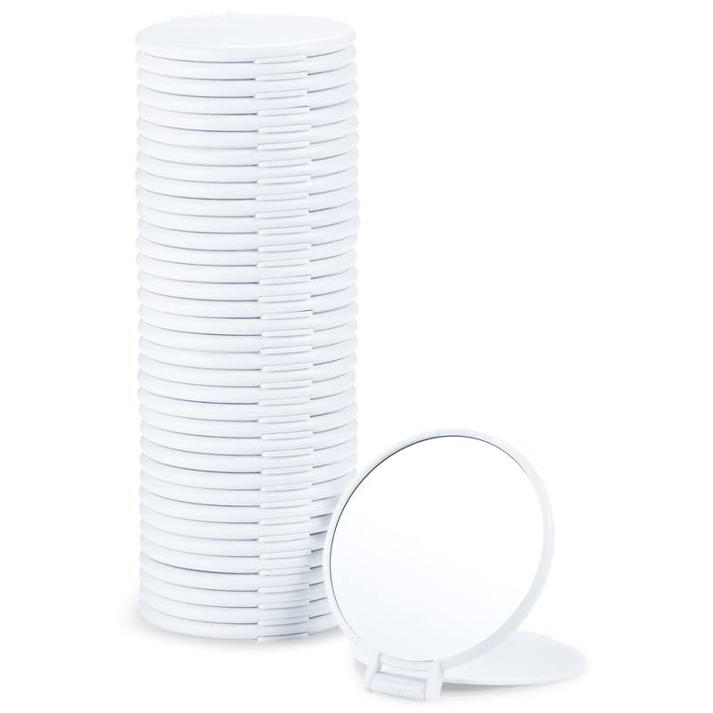 Qislee Compact Mirror Bulk, Round Makeup Bulk Compact Mirrors for Purse, Set of 36 (White) Qislee