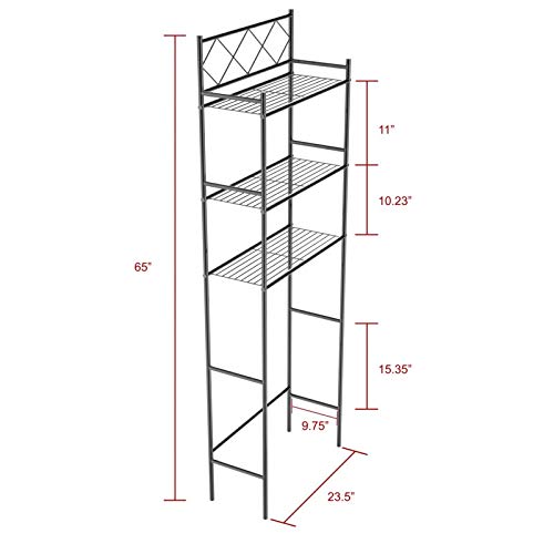 J&V TEXTILES 3-Shelf Bathroom Organizer Over The Toilet, Bathroom Spacesaver (Silver) J&V TEXTILES