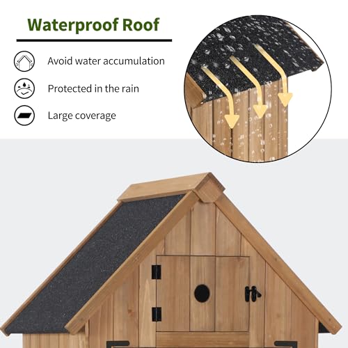 MCombo Outdoor Wood Storage Cabinet, Small Size Garden Cupboard with Door and Shelves, Outside Tools Shed for Patio (30.3"x21.2"x53.9") 0733 (Beige) MCombo