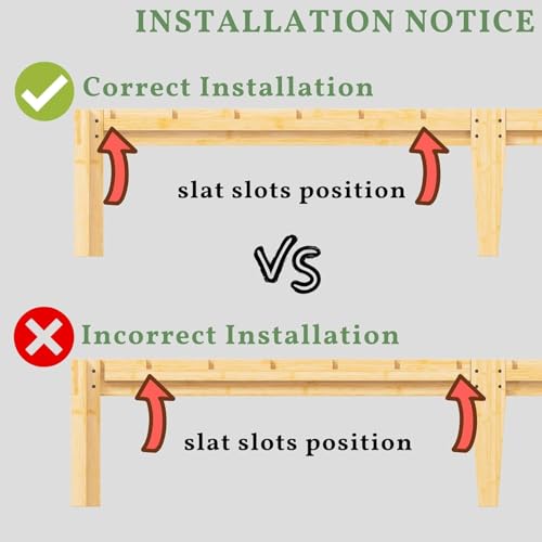 ZIYOO 18 Inch Queen Size Natural Bamboo Platform Bed Frame, Modern Minimalist Design, Easy Assembly, Heavy Duty Support, No Box Spring Needed ZIYOO