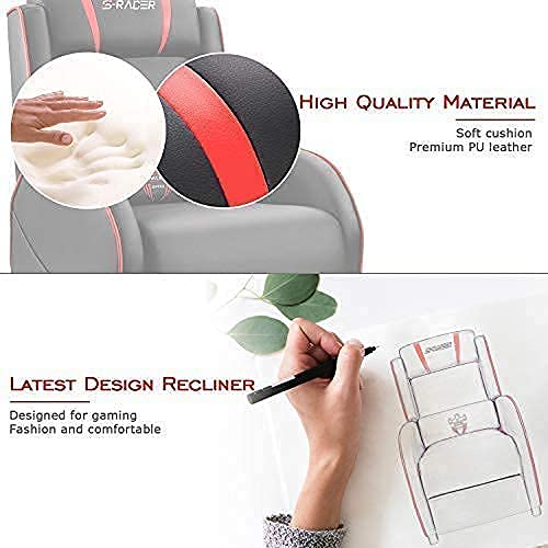 Homall Gaming Massage Recliner Chair Racing Style Single Living Room Sofa Recliner PU Leather Recliner Seat Comfortable Ergonomic Home Theater Seating (Red) Homall