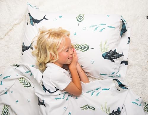 Where The Polka Dots Roam Nautical Ocean Twin Bedding Set - 3 Piece Super Soft Kids Bed Set with Fitted Sheet, Flat Sheet, and Pillowcase - Underwater Sea Creatures Design for Boys Girls Room Décor Where The Polka Dots Roam