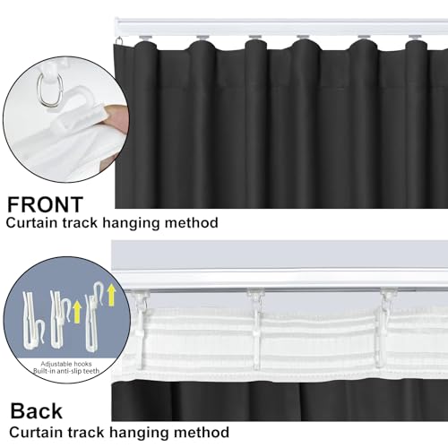 Cbsroro Room Divider Curtains, Blackout Ceiling Track Curtains with Hooks Wall Dividers for Bedroom Living Room Separation Office Privacy Partition, Noise Reduction, W100 × L84 Inch,1 Panel, Black cbsroro