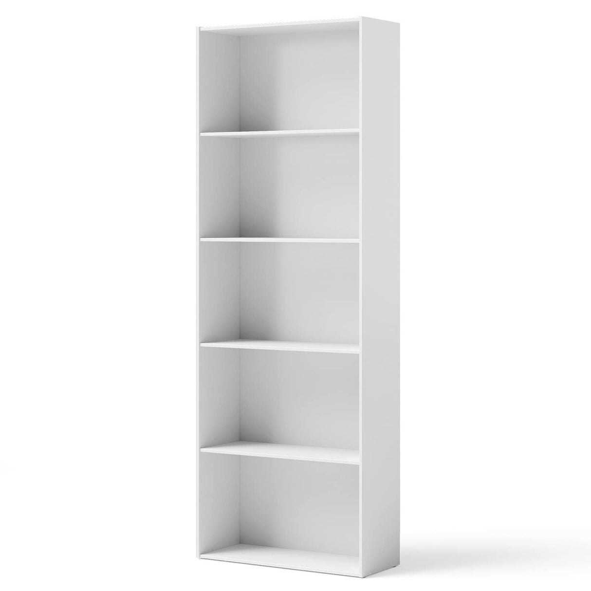 Tangkula 5-Shelf Bookcase, 23.5''L x 9.5''W x 67''H, Multi-Functional Wood Storage Display Open Bookshelf for Home Office (White) Tangkula
