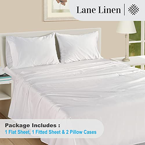 LANE LINEN 100% Egyptian Cotton Full Size Bed Sheets, Soft & Comfy Luxury Hotel Style Thick Full Size Sheets, Fully Elasticized Reinforsed Seams No Pill Natural Cooling - White Sheets LANE LINEN