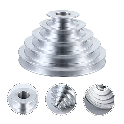 Mobestech Multi-Groove Wheel Heavy Duty Pulley A Type 5 Groove Pulley Drill Press Pulley 5-Step Pulley for V- Shaped Timing Belt Aluminum Alloy Mobestech