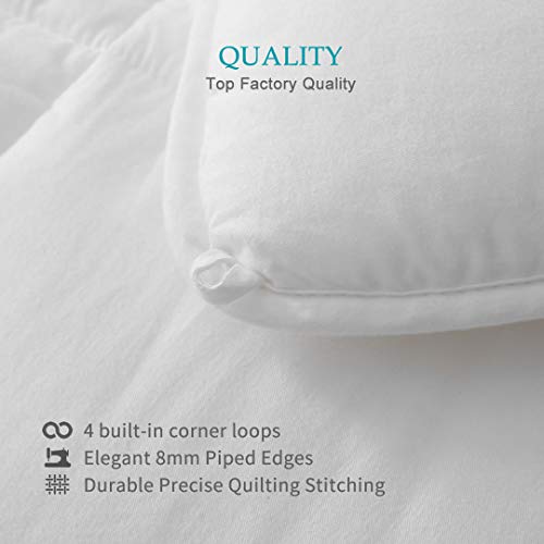 Oaken-Cat 100% Cotton Cover Down Alternative Comforter Queen - All Season Ultra-Soft Skin-Friendly Cloud Breathable Microfiber Comforter Duvet Insert (90x90, White) Oaken-Cat