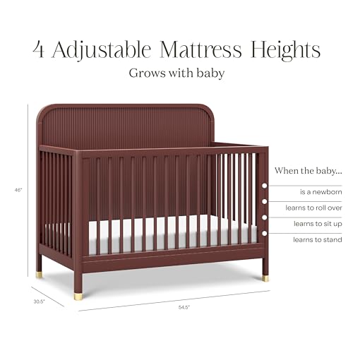 Namesake Brimsley Tambour 4-in-1 Convertible Crib in Crimson, GREENGUARD Gold Certified NAMESAKE
