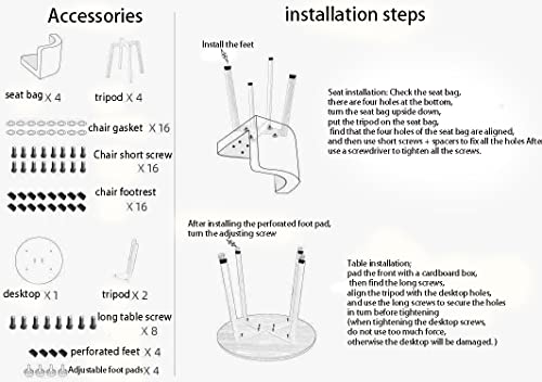 Mfallon Round Conference Table Small Meeting Room Coffee Table Set w/ 4 Chair, Office Business Guest Reception Table, Simple Dining and Chair Set of 4 Leisure Combination (Color : Black Cloth) Mfallon