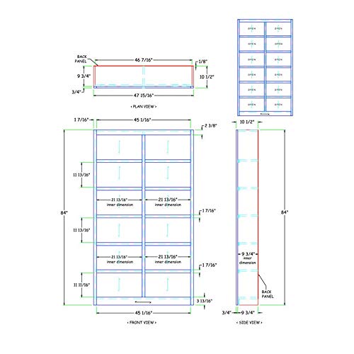 BOWERY HILL 84" Traditional Double Wide Wood Bookcase with Adjustable Shelves in Dry Oak Finish BOWERY HILL