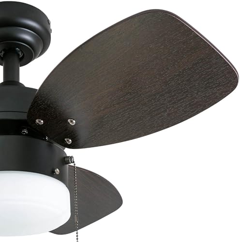 Honeywell Ceiling Fans Ocean Breeze Modern 30 Inch Ceiling Fan with Light, Pull Chain LED Indoor Fan with 3 Blades, Dark Brown Chestnut and Light Oak Blade Finish Options, Gilded Espresso (50602-01) Honeywell Ceiling Fans