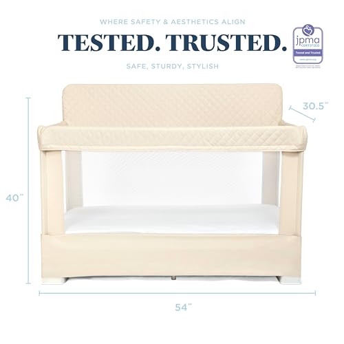 Baby Delight Lunaire Full Size Crib & Playard | Breathable Mesh Baby Crib | Tool-Free Assembly Baby Bed | 100% GOTS Certified Organic Cotton Fabric | Organic Oat Baby Delight