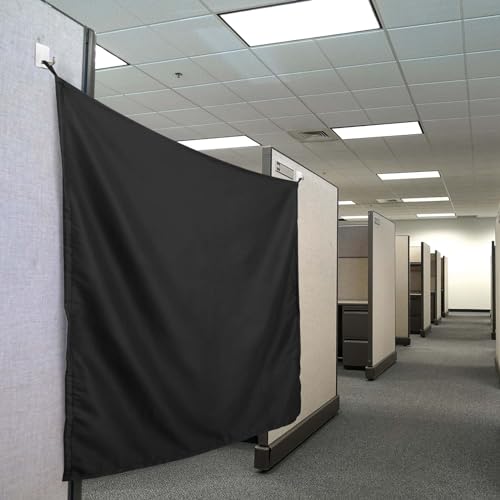 Pinkunn 40 x 48 Inch Office Cubicle Curtain with Stainless Steel Self Adhesive Hook Portable Privacy Door Partition Room Office Divider(Black) Pinkunn