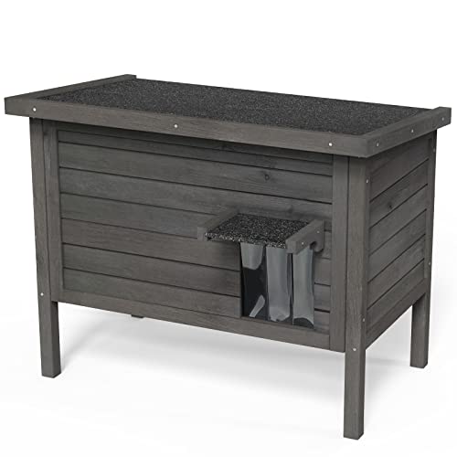 GDLF Outdoor Cat House Feral Cat Enclosure 100% Insulated All-Round Foam Weatherproof Solid Wood Large Size for Multiple Cats 34.5" L*21.5" W*27.2" H GDLF