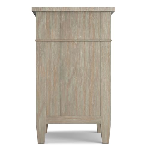 SIMPLIHOME Carlton 24 inches Wide Night Stand, Bedside table, Distressed Grey SOLID WOOD, Rectangle, with Storage, 2 Drawers and 1 Shelf, For the Bedroom, Contemporary Modern SIMPLIHOME