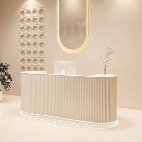odrma Reception Desk, Macaron Color Retail Counter, Reception Desk with Counter wiht Hidden LED Lighting for Salon Reception Room Office Boutique Checkout Counter Dental Hospital odrma