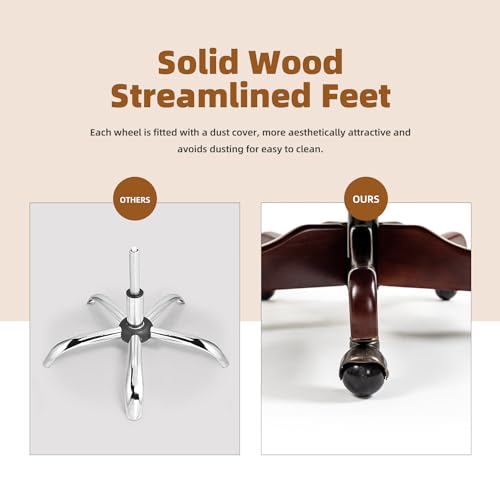 ECOTOUGE Tufted Office Chair, Faux Leather Executive Desk Chair w/High Back & Nail Head Trim, Ergonomic Wingback PC Chair for Home, Office and Living Room, Brown ECOTOUGE