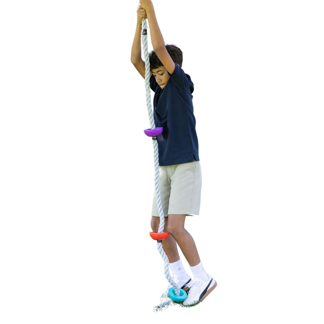 Slackers 8 ft Multi-Color Climbing Rope - Best Outdoor Ninja Warrior Training Equipment for Kids - A Great Addition to Your Backyard Ninjaline Obstacle Course Slackers