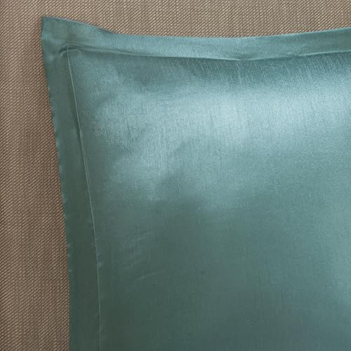 Madison Park Essentials Brystol 24 Piece Room in a Bag Faux Silk Comforter Jacquard Paisley Design Matching Curtains Down Alternative Hypoallergenic All Season Bedding-Set, King (104 in x 92 in), Teal Madison Park