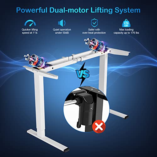 COSTWAY Electric Sit Stand Desk Frame, Dual-Motor Height-Adjustable Standing Desk Base w/ 3 Memory Positions & Touch Control Panel, Home Office Computer Desk Frame w/Hook & Cable Tray (White) COSTWAY