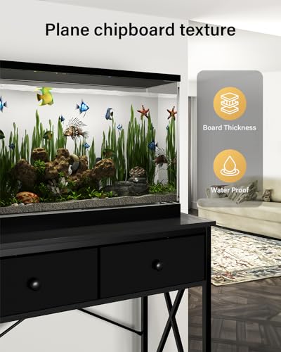 FILKO Aquarium Stand 20-29 Gallon, Metal Gallon Fish Tank Stands with Accessories Storage, Turtle/Reptile Terrariums Table,Breeder Tank Stand,Easy to Assemble(Tank not Included) (Black, 29 Gallon) FILKO