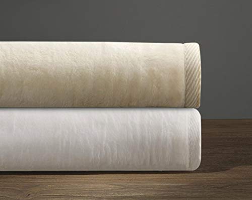 DownTown Company, Acrylic & Cotton Cotton Blend Blanket, Cashmere Softness, Cream Color, Twin Size DownTown Company