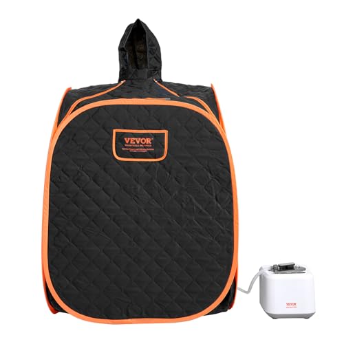 VEVOR Portable Personal Steam Sauna Spa Tent with 2L 1000 Watt Steam Generator, Includes Foldable Chair, Home Therapeutic Sauna Blanket for Detox Relaxation, Time & Temperature Remote Control, Black VEVOR