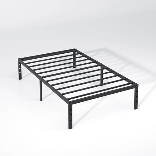 NEW JETO Metal Bed Frame,Twin Size Bed Frame with Storage Space,Heavy Duty Sturdy Mattress Foundation,Easy Assembly,No Box Spring Needed, Black,18 Inch,Twin NEW JETO
