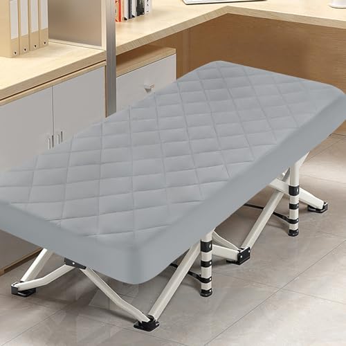 Cot Mattress Pad Waterproof Quilted, Fitted Cot Size Mattress Pads Protector Cover 30" X 75" for Narrow Twin Bunk Bed, Cot Mattress Topper for Camping Sleep, Grey (Cover Only) Magik & Kover