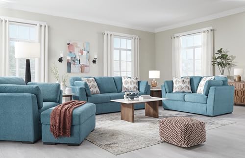 Signature Design by Ashley Keerwick Scandinavian Loveseat with 4 Toss Pillows, Blue Signature Design by Ashley