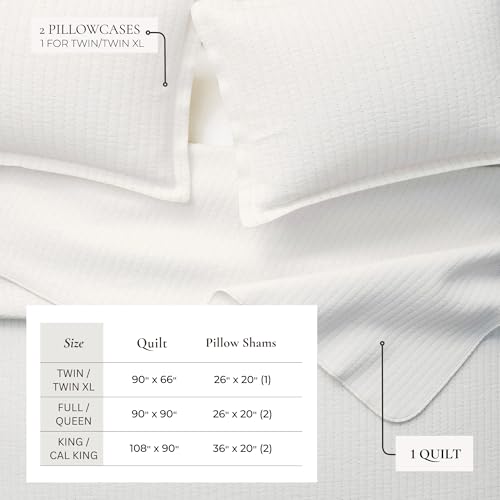 Great Bay Home Twin/Twin XL Quilt Bedding Set, 2-Piece Lightweight Summer Channel Stitch Quilt Set with Shams, Ultra Soft White Bedspreads, Quilted Bedding Coverlets for All Seasons Great Bay Home
