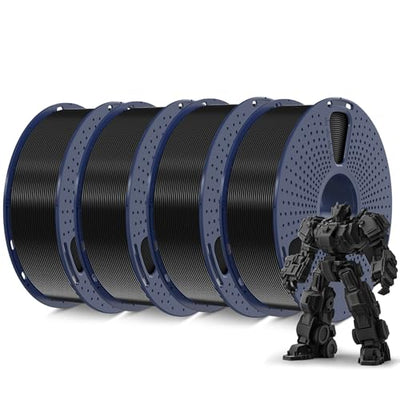 SUNLU 4KG 3D Printer Filament PLA Plus 1.75mm Black, Neatly Wound PLA+ Filament 1.75mm, PLA Filament Bundle for Most FDM 3D Printer, 1kg Spool, 4 Packs, Black